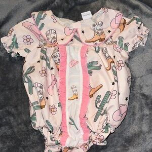 Pink Cactus and Boot Babygirl Romper